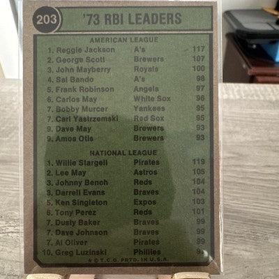 1974 Topps - League Leaders Reggie Jackson, Willie Stargell #203