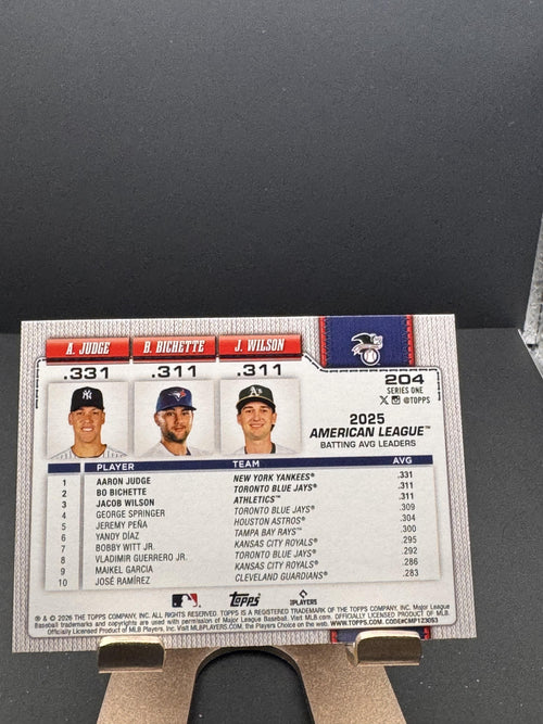 #204 American League AVG Leaders Sandglitter