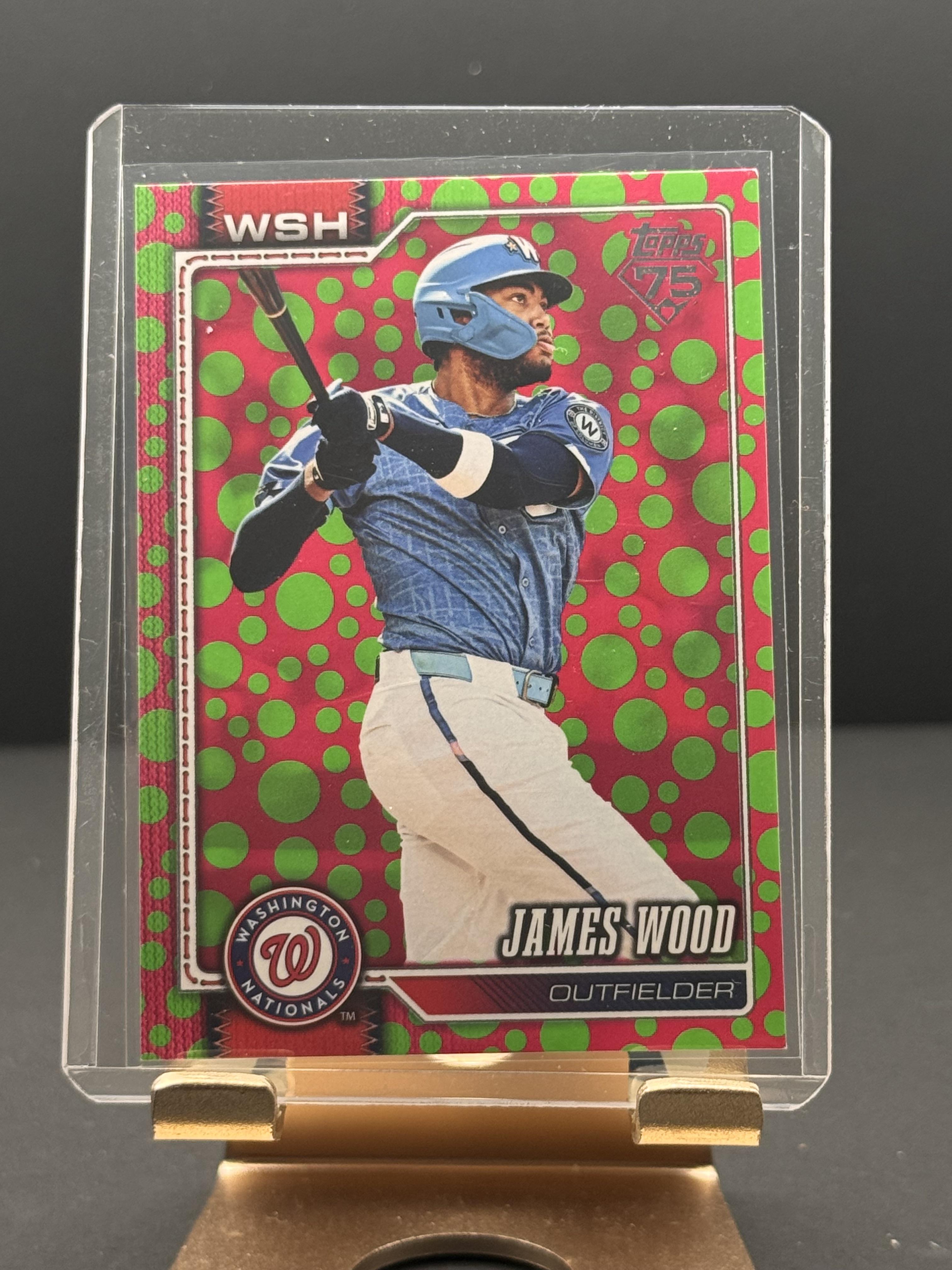 2026 Topps #349 James Wood Holiday Polka Dots Green / Pink